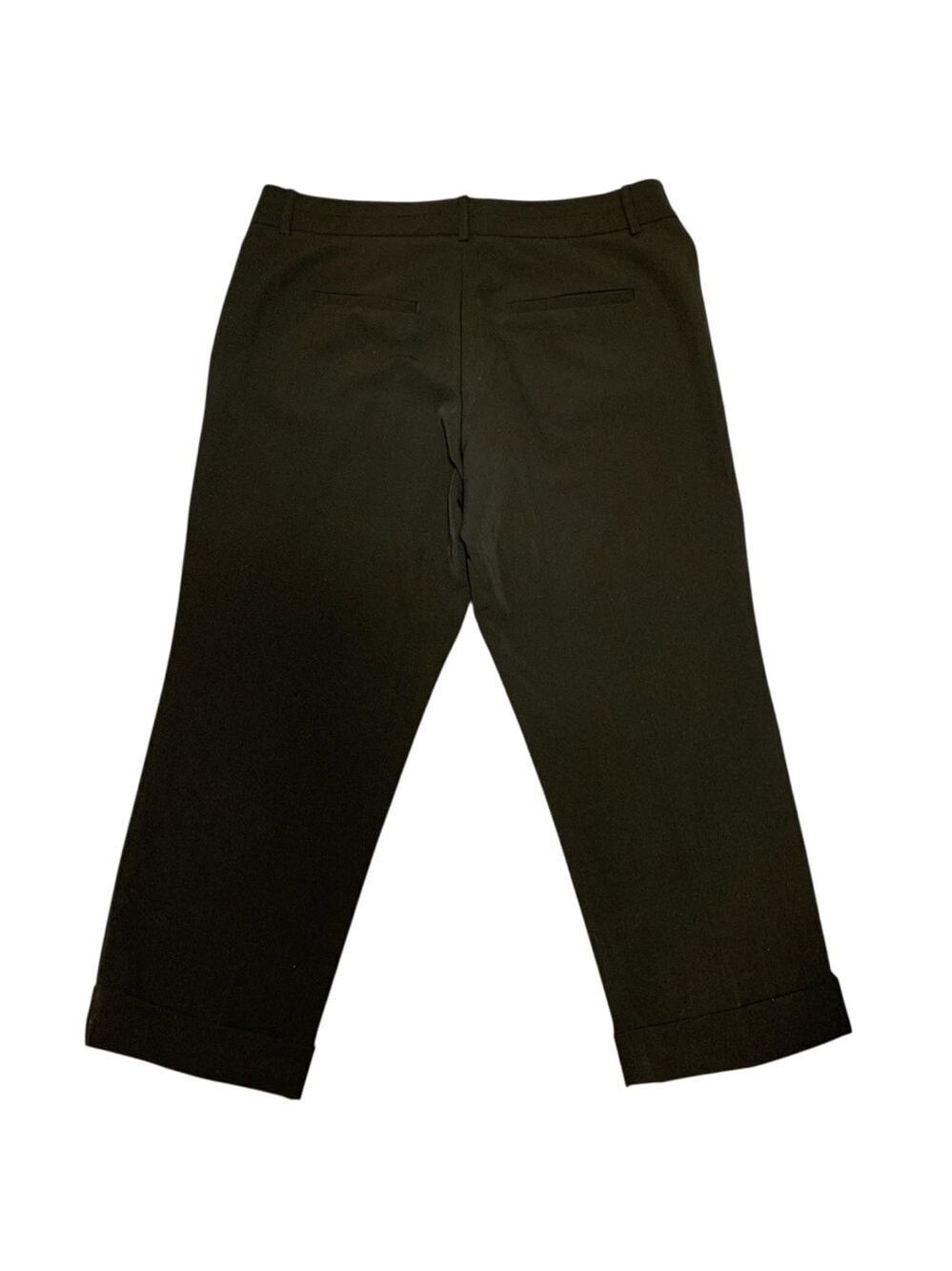 Nine West Black Cropped Pants Hi Rise Sz 14 Cuffed Hem Tummy Holder Trousers